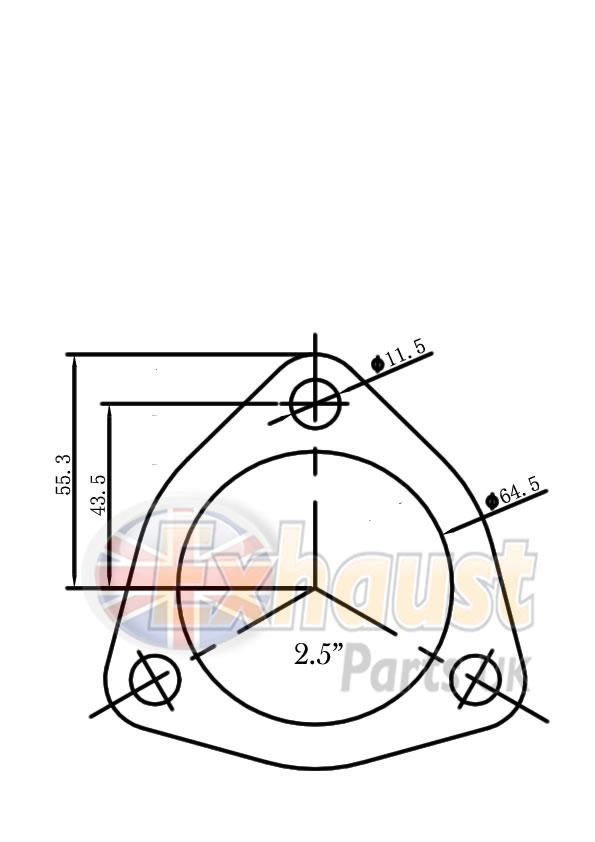 3 Bolt Stainless Steel Flange 63 5mm 2 5 Bore Exhaust Parts Uk