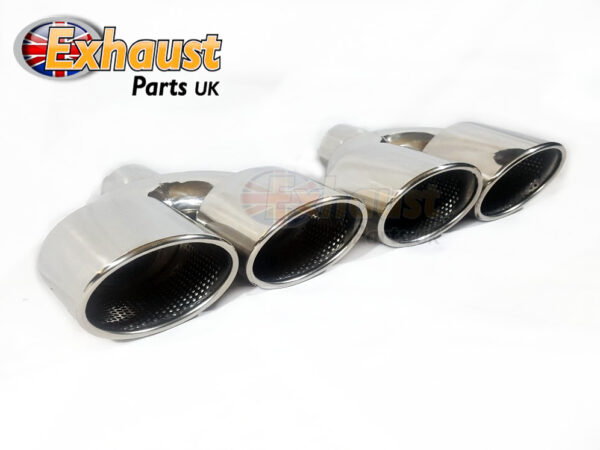 AMG Style Twin Oval Quad Stainless Tailpipe Trims